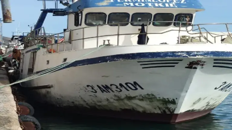 un barco pesquero en la lonja motril